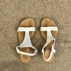 Alfani White Sandals. Small wedge. Size 7.5